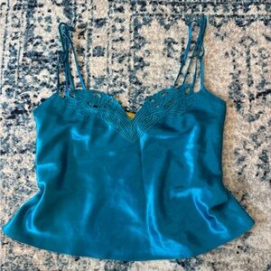 Vintage 1980s Victoria's Secret Blue/Teal Satin Camisole